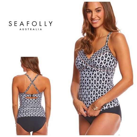 New. Seafolly v-neck wrap tankini top. Size 14. Retails $164.